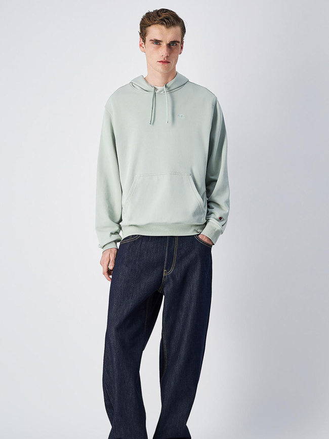 Sweat à capuche petit logo brodé vert d'eau homme - Champion