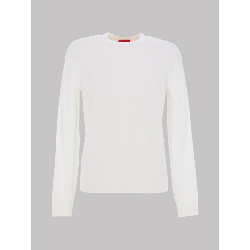 Pull slim à col rond en fils doux san cody blanc homme - Hugo