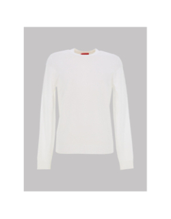 Pull slim à col rond en fils doux san cody blanc homme - Hugo