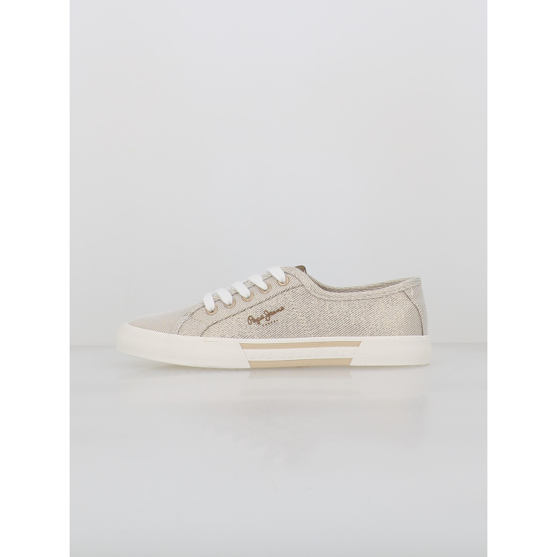 Baskets en toile rayées brady party doré femme - Pepe Jeans