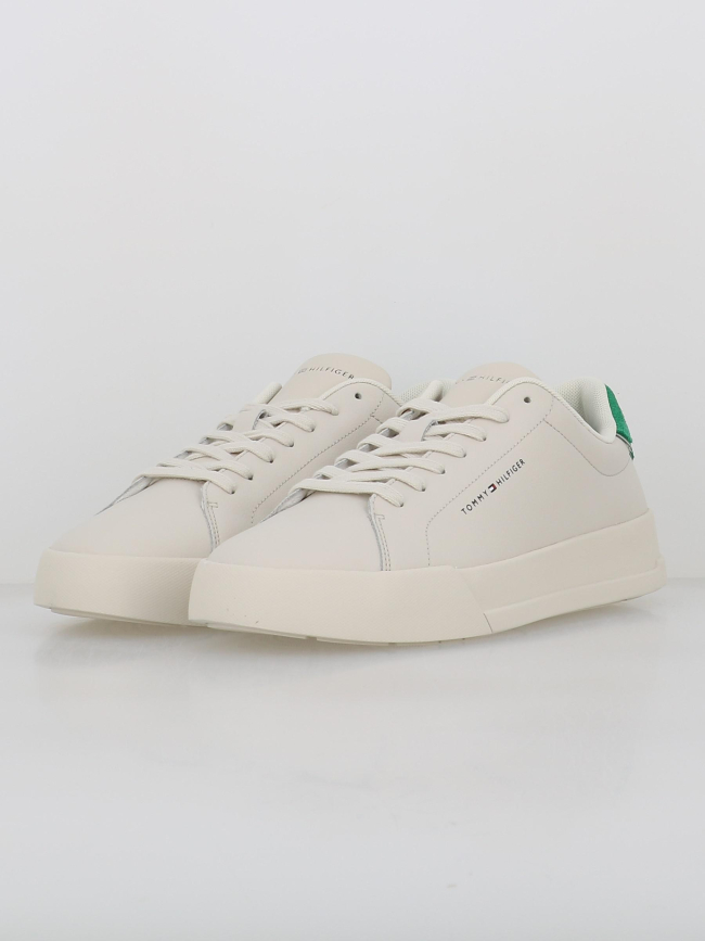 Baskets en cuir court details beige homme - Tommy Hilfiger