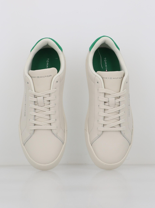 Baskets en cuir court details beige homme - Tommy Hilfiger