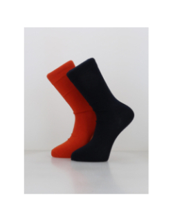 Pack de 2 paires de chaussettes hautes orange et bleu homme - Izac