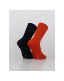 Pack de 2 paires de chaussettes hautes orange et bleu homme - Izac
