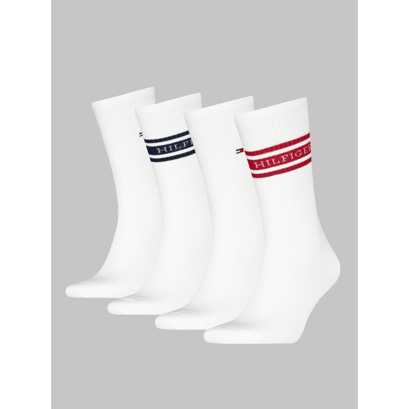 Coffret 4 paires de chaussettes hautes blanc homme - Tommy Hilfiger