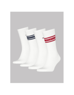 Coffret 4 paires de chaussettes hautes blanc homme - Tommy Hilfiger