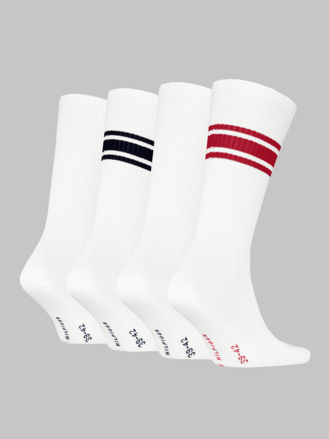Coffret 4 paires de chaussettes hautes blanc homme - Tommy Hilfiger