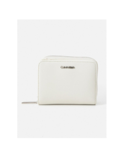 Portefeuille zippé à logo en métal blanc femme - Calvin Klein