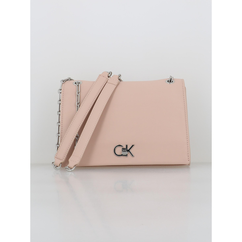 Sac bandoulière chaine medium rose femme - Calvin Klein