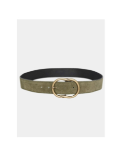 Ceinture en cuir brillante pclaura kaki femme - Pieces