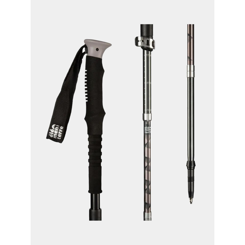Bâton de randonnée pliable lagoya gris foncé - Elementerre