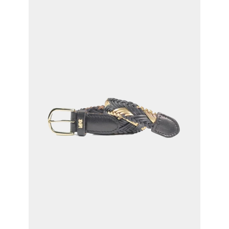 Ceinture en cuir tressée jakarta noir femme - Le Temps Des Cerises
