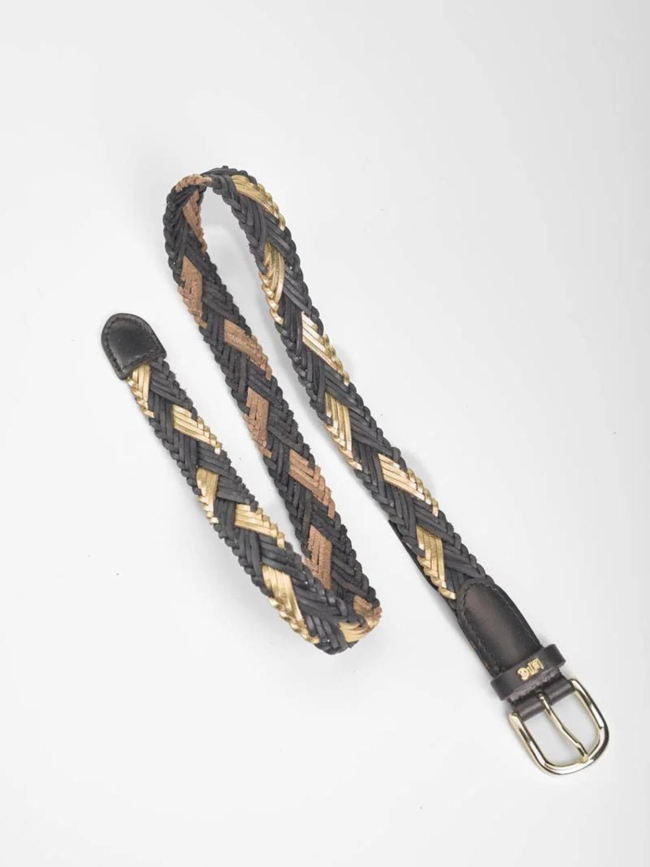 Ceinture en cuir tressée jakarta noir femme - Le Temps Des Cerises