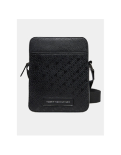 Sac reporter monogram à effet grain fin noir - Tommy Hilfiger