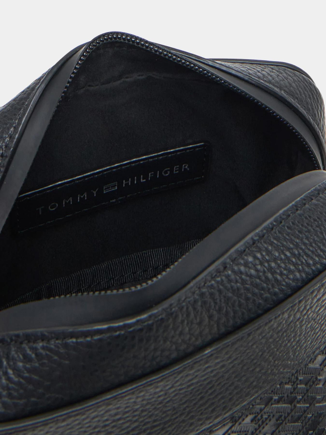 Sac reporter monogram à effet grain fin noir - Tommy Hilfiger