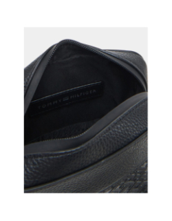Sac reporter monogram à effet grain fin noir - Tommy Hilfiger