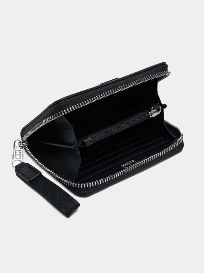Portefeuille zippé à plaque logo noir femme - Tommy Jeans