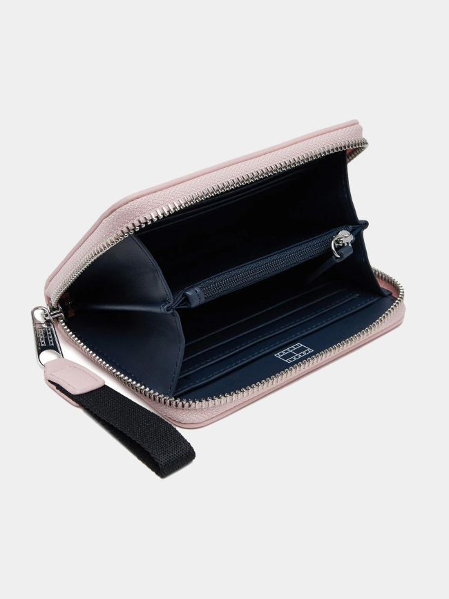 Portefeuille zippé à plaque logo rose femme - Tommy Hilfiger