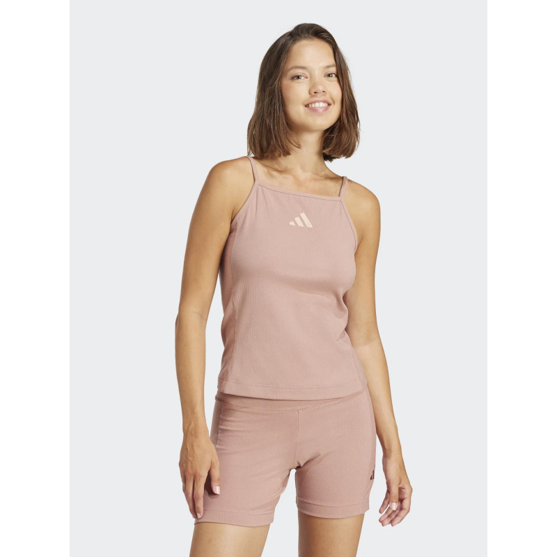 Débardeur de sport côtelé rose femme - Adidas