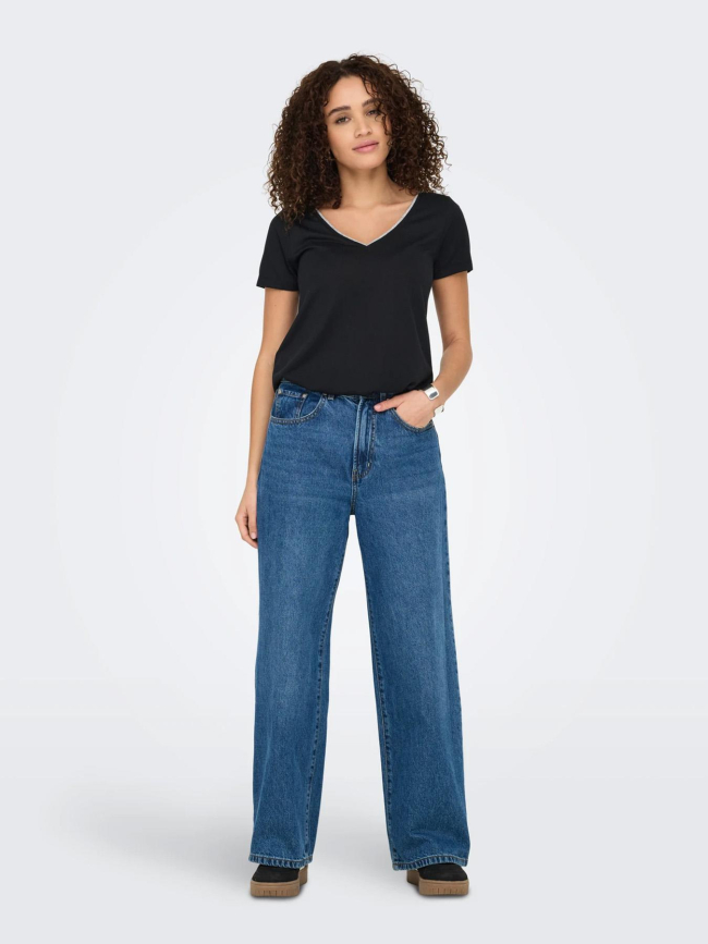 T-shirt col v pailleté dalila noir femme - Jdy