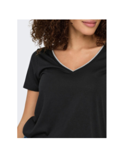 T-shirt col v pailleté dalila noir femme - Jdy
