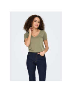 T-shirt col v pailleté dalila kaki femme - Jdy