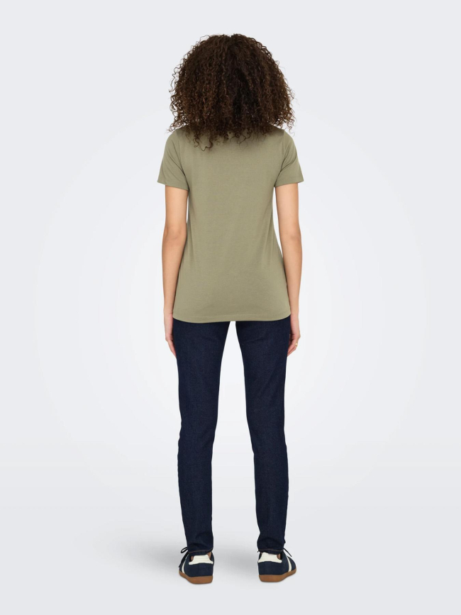 T-shirt col v pailleté dalila kaki femme - Jdy