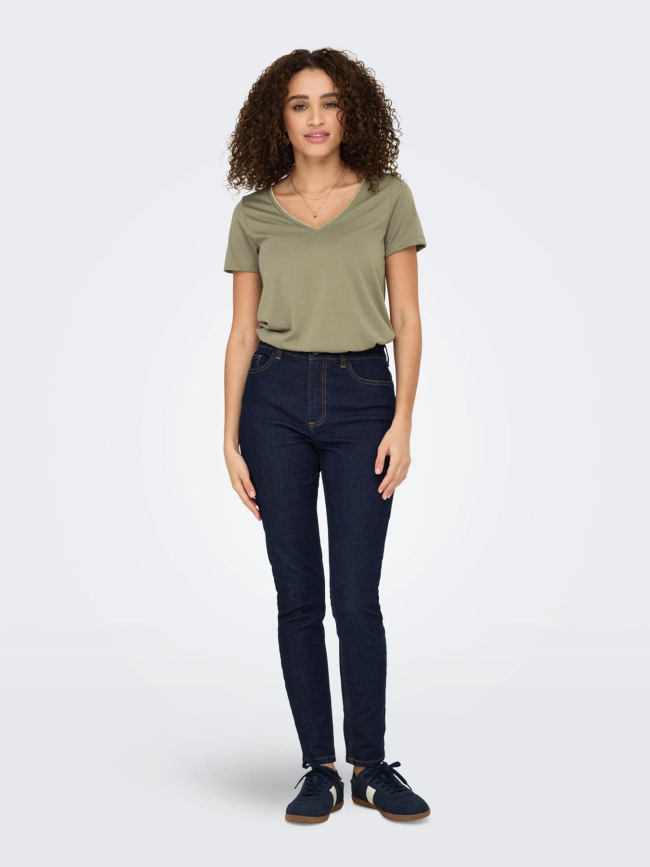 T-shirt col v pailleté dalila kaki femme - Jdy