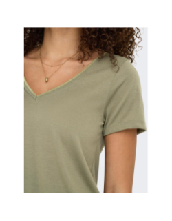 T-shirt col v pailleté dalila kaki femme - Jdy