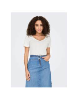 T-shirt col v pailleté dalila blanc femme - Jdy