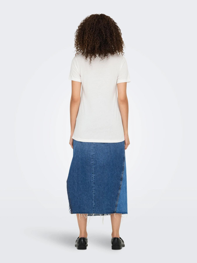 T-shirt col v pailleté dalila blanc femme - Jdy