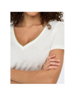 T-shirt col v pailleté dalila blanc femme - Jdy