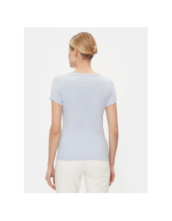 T-shirt côtelé col v slim bleu femme - Tommy Jeans