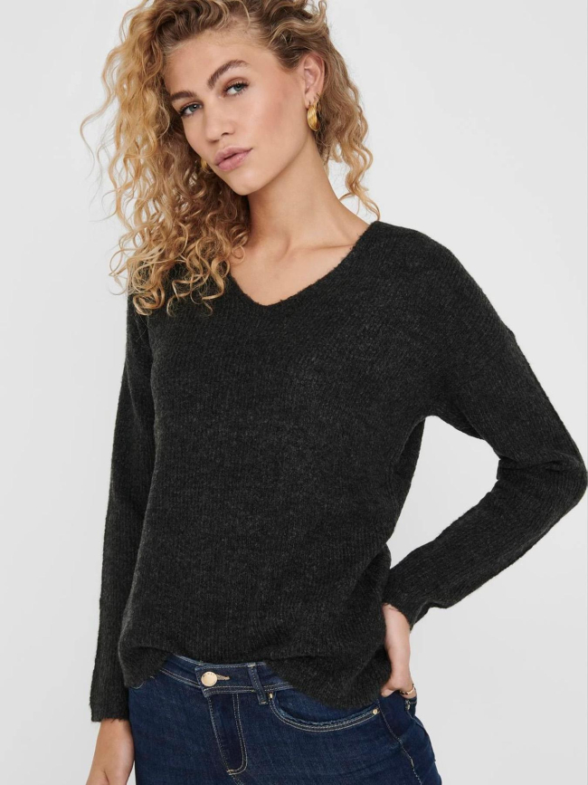 Pull col v camilla gris anthracite femme - Only