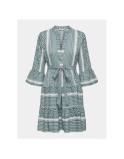 Robe courte manches 3/4 athena vert femme - Only