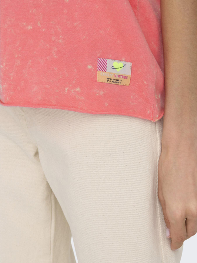 T-shirt délavé minna rose femme - Only