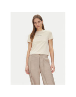T-shirt court monologo beige femme - Calvin Klein Jeans