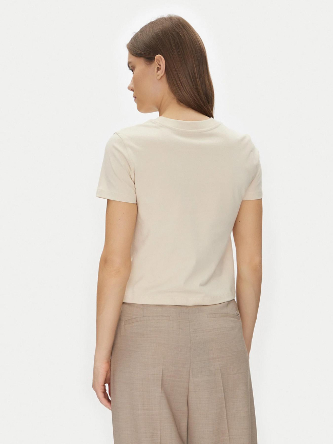 T-shirt court monologo beige femme - Calvin Klein Jeans