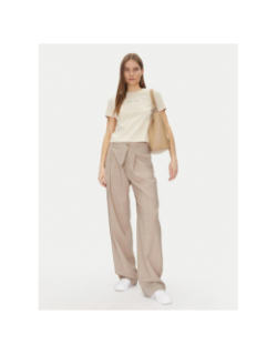 T-shirt court monologo beige femme - Calvin Klein Jeans