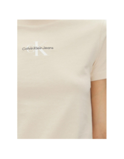 T-shirt court monologo beige femme - Calvin Klein Jeans