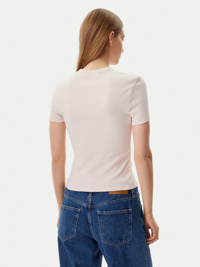 T-shirt côtelé label rose femme - Calvin Klein Jeans