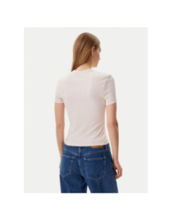 T-shirt côtelé label rose femme - Calvin Klein Jeans
