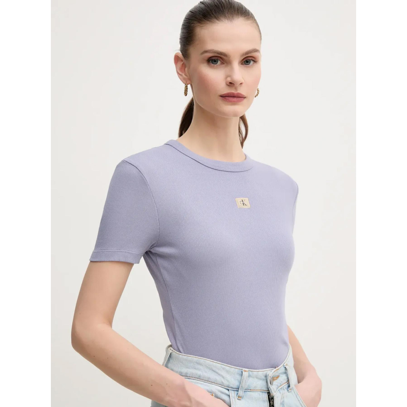 T-shirt côtelé washed violet femme - Calvin Klein Jeans
