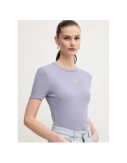 T-shirt côtelé washed violet femme - Calvin Klein Jeans