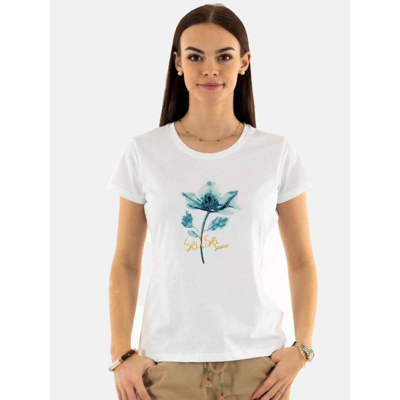 T-shirt graphic flower blanc femme - Salsa
