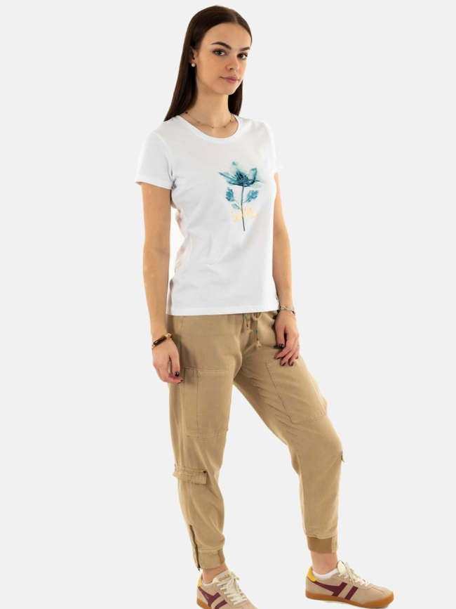 T-shirt graphic flower blanc femme - Salsa