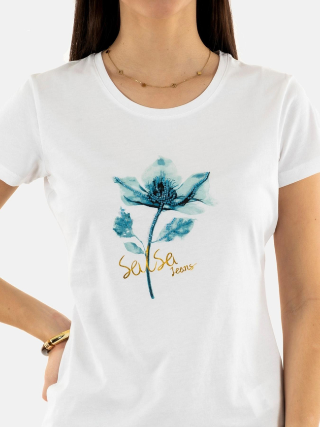 T-shirt graphic flower blanc femme - Salsa