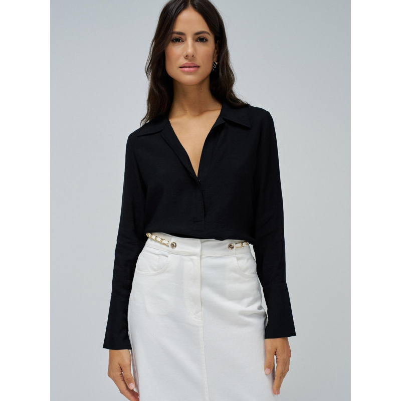 Blouse uni basic noir femme - Salsa