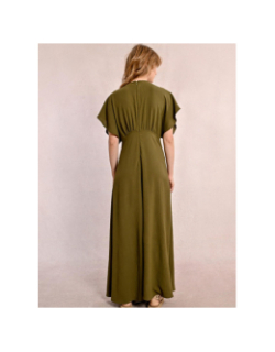 Robe longue col v kaki femme - Molly Bracken