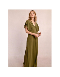 Robe longue col v kaki femme - Molly Bracken